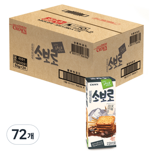 크라운 소복소복 소보로 과자, 60g, 72개