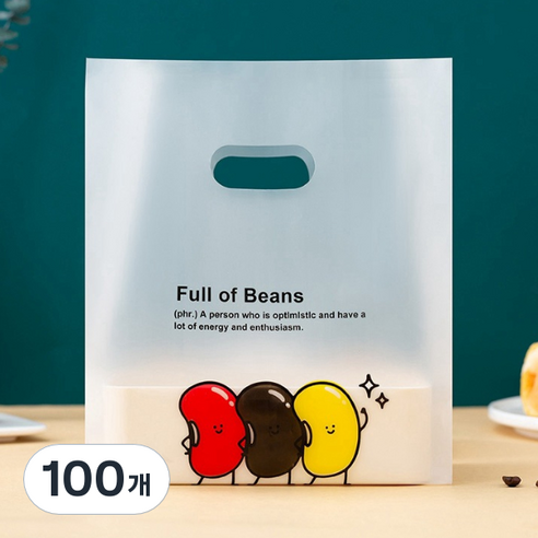 마켓감성 샐러드 디저트 포장 가방 중형, 4, 100개
