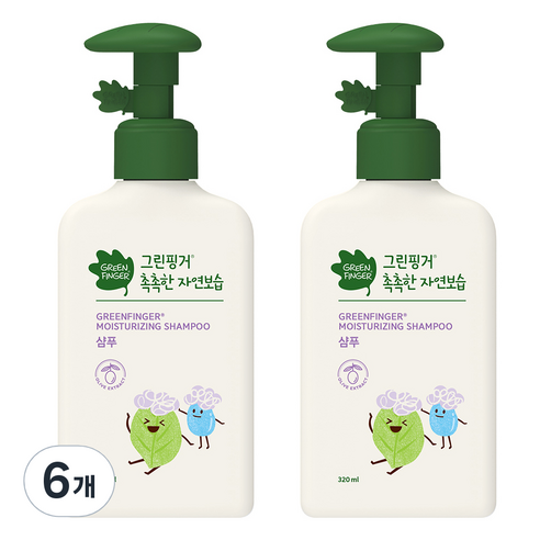 그린핑거 촉촉한 자연보습 베이비 샴푸, 320ml, 6개