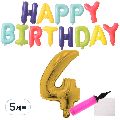 리빙다 무지개생일풍선세트, 랜덤발송, 5세트