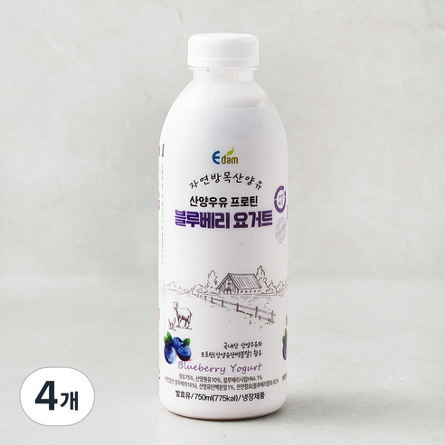 이담 산양우유 프로틴 블루베리 요거트, 750ml, 4개