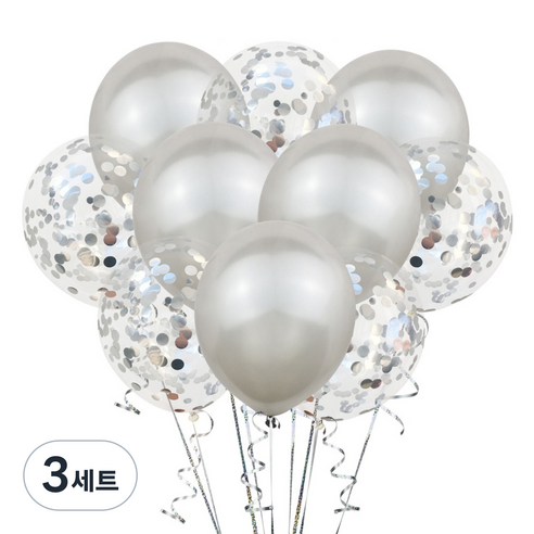 그래다다 파티 장식 풍선 10p 세트, 실버, 3세트