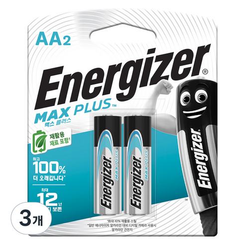 에너자이저 맥스플러스 AA건전지, 2개입, 3개