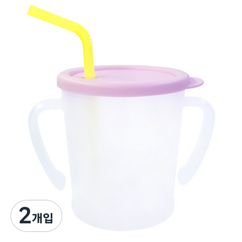 아가프라 매직빨대컵 300ml, 2개입, 라이트핑크