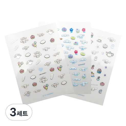 산리오 시나모롤 네일스티커 3종 세트, 3세트, 혼합색상