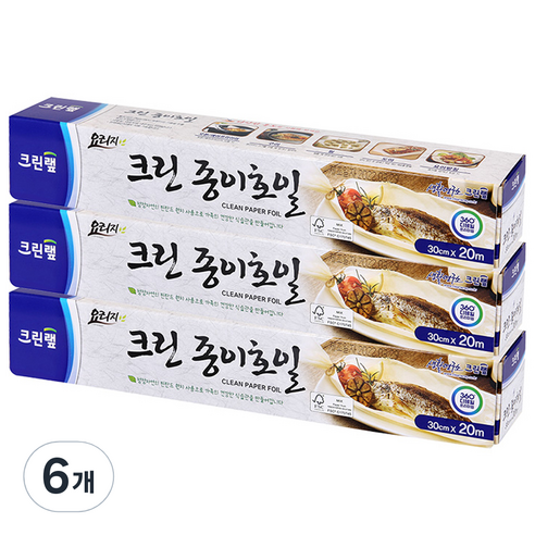 크린랲 크린 종이호일 30cm x 20m, 6개 일회용품/종이컵 크린랲 크린 종이호일 30cm x 20m, 6개 일회용품/종이컵