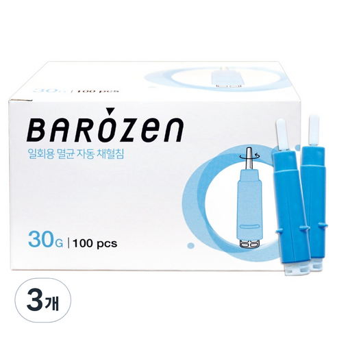 바로잰 멸균 일회용 자동 채혈침, 3개, 100개입