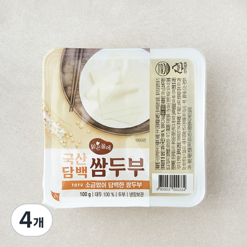 맑은물에 국내산 담백 쌈두부, 100g, 4개