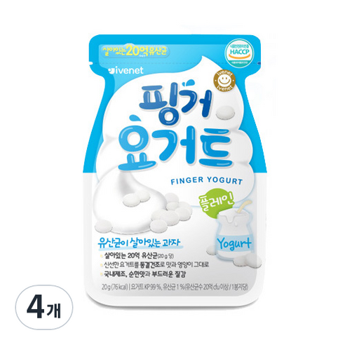 아이배냇 핑거 요거트, 플레인, 20g, 4개 플레인 × 20g × 4개 섬네일