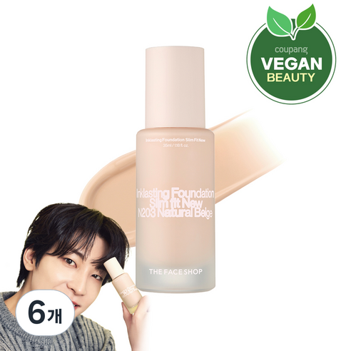더페이스샵 잉크래스팅 파운데이션 슬림핏 뉴 35ml, N203, 6개