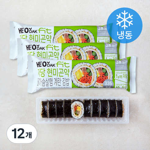허닭 FIT 저당 현미곤약 닭가슴살 햄계란 김밥 (냉동), 220g, 12개