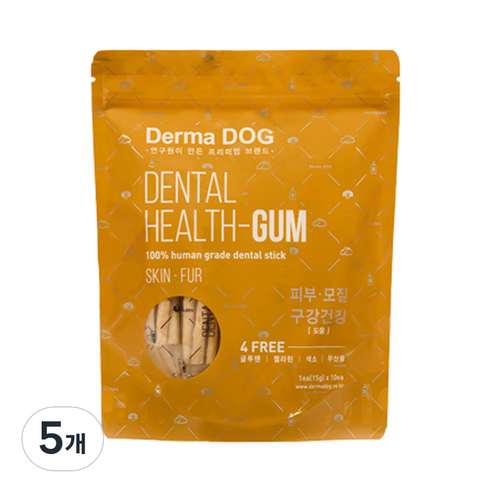 더마독 덴탈 강아지 헬스껌 150g, 피부, 모질, 5개