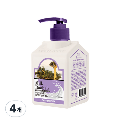 밀크바오밥 퍼퓸 바디로션 베이비파우더향, 250ml, 4개