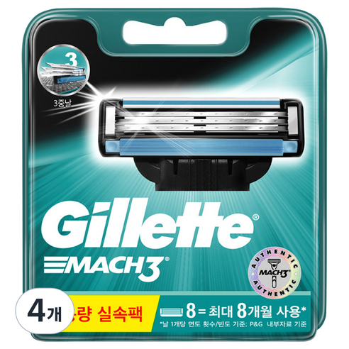 질레트 마하3 오리지날 면도날, 8개입, 4개
