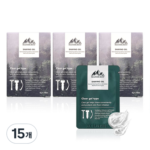 맨허스트 쉐이빙젤 휴대용 파우치 10p, 40g, 15개