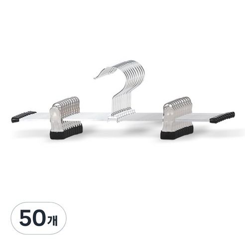마켓플랜 원핏 논슬립 집게 바지걸이, 블랙, 50개