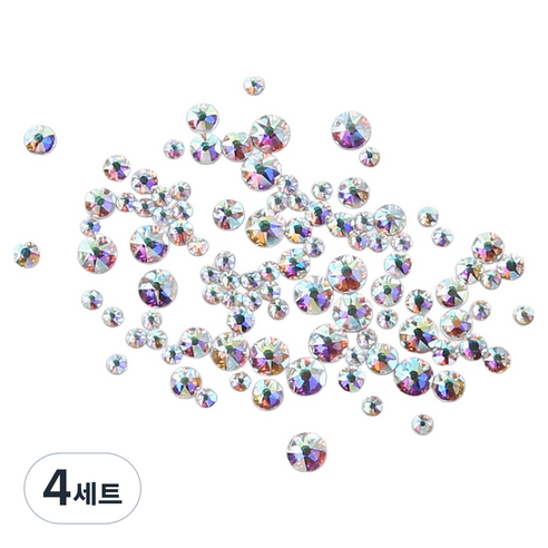 젤로젤로 프리미엄 네일 스톤 100p 세트, 4세트, JCS-02 원형 AB 혼합