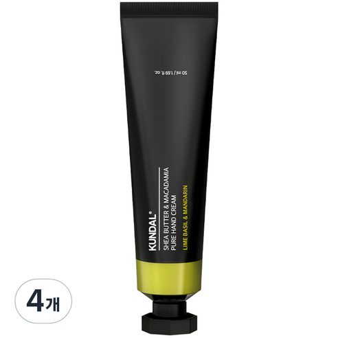 쿤달 시어버터 앤 마카다미아 퓨어 핸드크림 라임바질앤만다린, 50ml, 4개