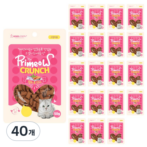 프리미요 크런치 고양이 간식, 참치연어, 50g, 40개