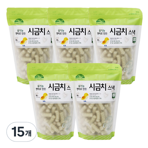 오가닉스토리 유기농 현미로 만든 시금치 베이비스낵 60g, 15개