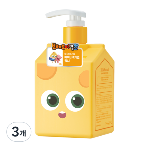 밀크바오밥 브레드이발소 베이비앤키즈 워시, 3개, 250ml