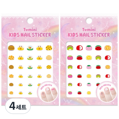 투미니 키즈 네일 스티커 2종 세트, T009 + T010, 4세트