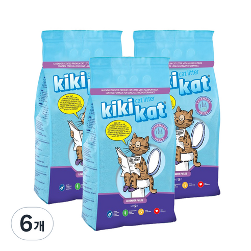 키키캣 벤토나이트 터키산 고양이모래 라벤더, 5L, 6개