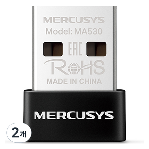 머큐시스 블루투스 5.4 나노 USB 어댑터, 블랙, 2개, MA530