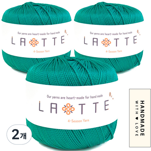 니뜨 라떼 뜨개실 65g x 3p + 코튼라벨 바코드 세트, 25 청록, 2개