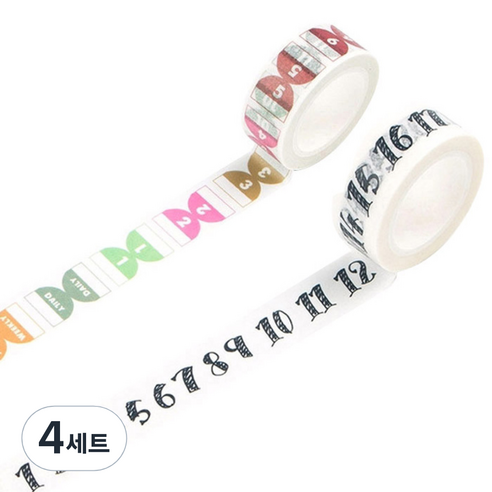 라이프포인트 라이프스타일 마스킹 테이프 07인덱스 세트 15mm x 7m, 08넘버, 4세트