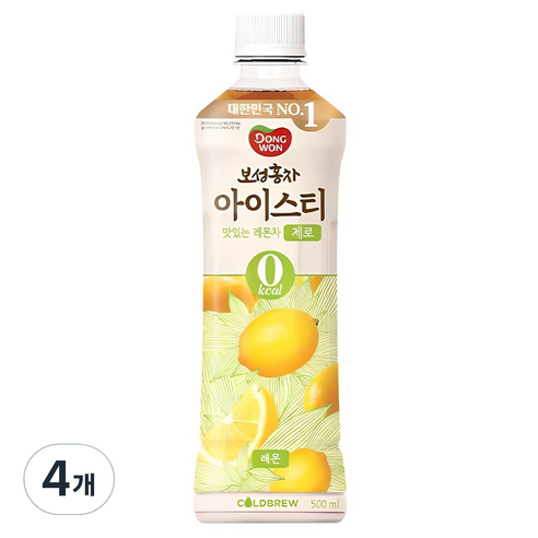 동원보성홍차 아이스티 제로 레몬, 500ml, 4개