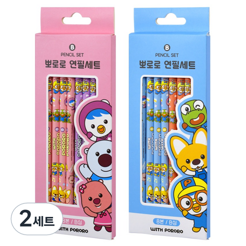 뽀로로 연필 B 2종 x 8p 세트, 혼합, 32개입