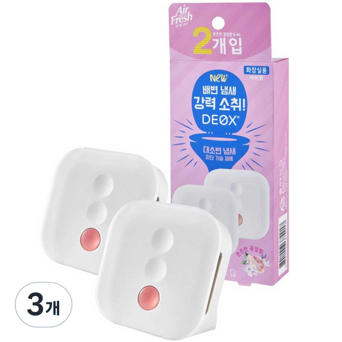 에어후레쉬 데옥스 화장실용 비치형 방향제 은은한 꽃잎향 2p, 12ml, 3개, 꽃향