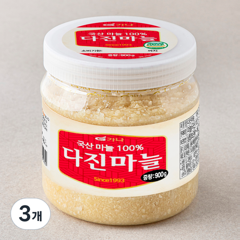 가나 다진마늘 페트병, 900g, 3개