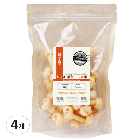뉴트리오 대용량 애견용 치아에 좋은 껌 340g, 고구마맛, 4개