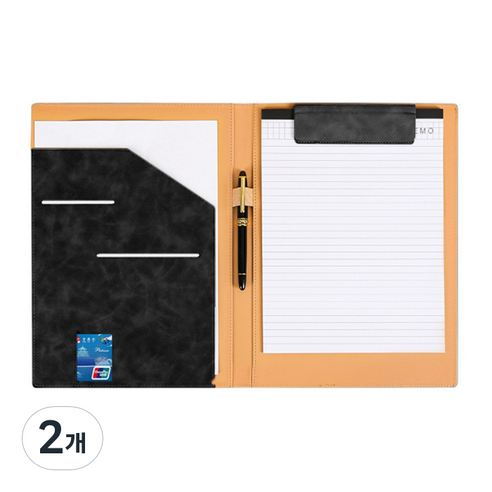 알로데 프리미엄 A4 마그넷 클립보드, TYPE 06 블랙 메모지포함, 2개