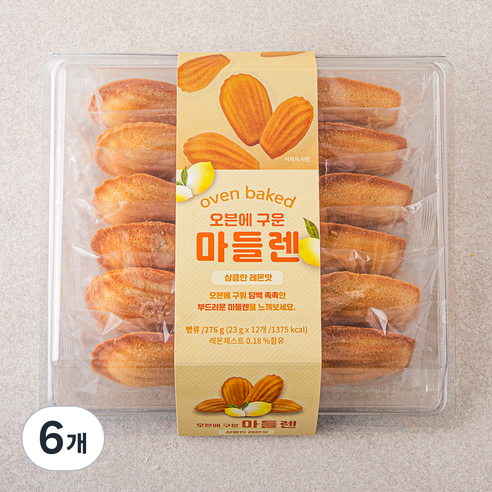 오븐에 구운 마들렌, 23g, 12개입, 6개