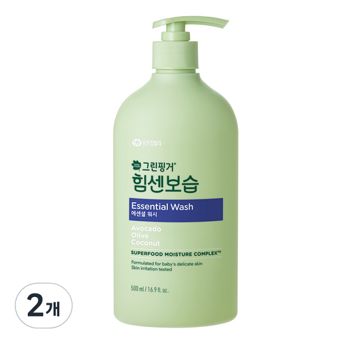 그린핑거 유아용 힘센보습 에센셜 워시 마일드오렌지, 500ml, 2개