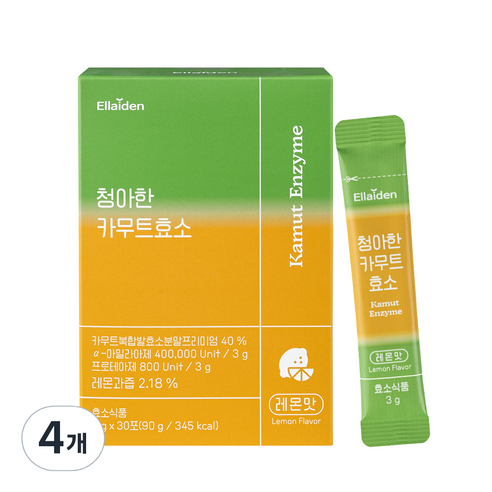 엘라이든 카무트 효소 분말 레몬맛 30p, 90g, 4개