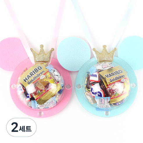 라비나 스낵 목걸이 과자세트 블루 1p + 핑크 1p, 과자 5종, 2세트