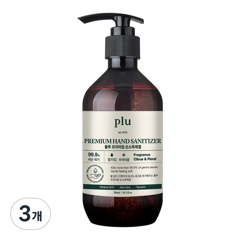 플루 프리미엄 에탄올 손소독제겔, 300ml, 3개