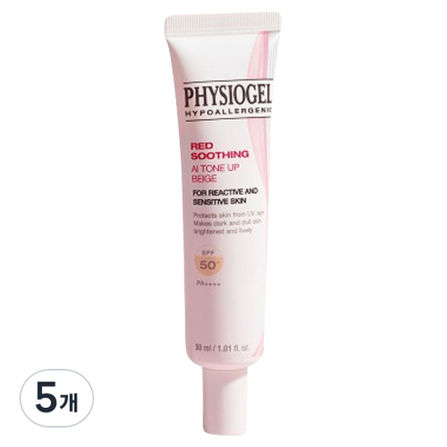 피지오겔 레드 수딩 AI 톤업 썬스크린 베이지 SPF50+ PA++++, 선택완료, 5개, 30ml