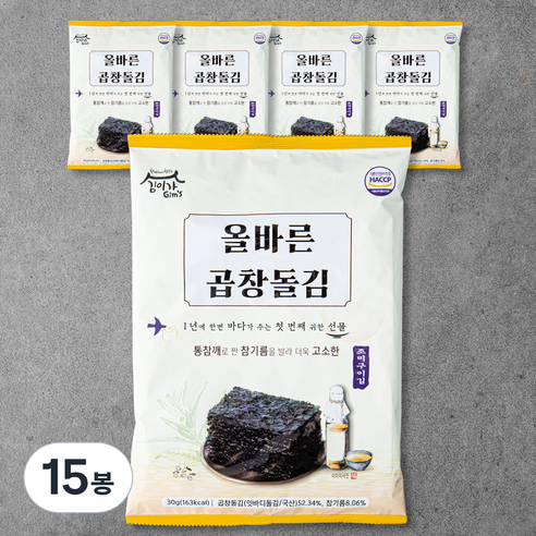 김이가 올바른 조미구이 곱창돌김, 150g, 3개