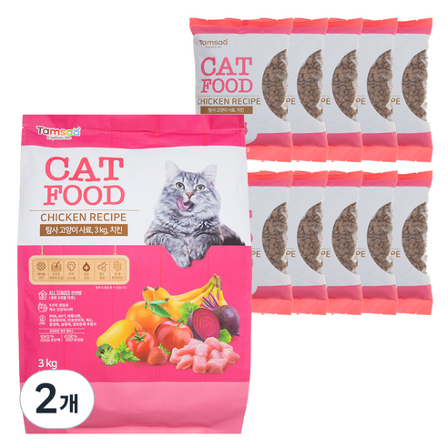 탐사 고양이 사료 치킨, 3kg, 2개, 닭