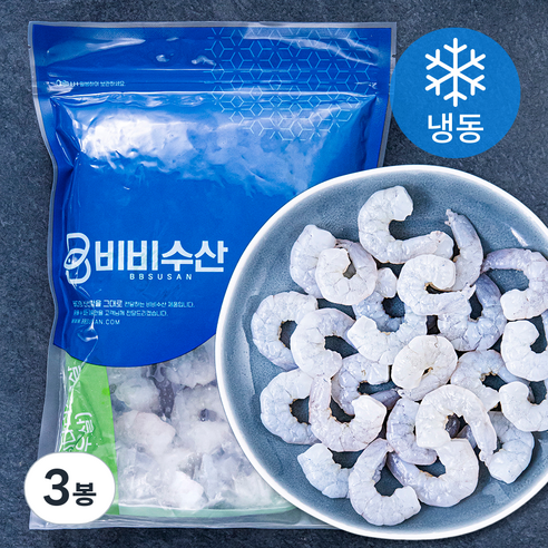 오션스글로벌 비비수산 흰다리 생새우살 2개입 (냉동), 400g(중, 31/50), 3봉