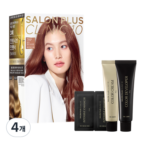 미쟝센 살롱 PLUS CLINIC 10 염색제, 로즈핑크브라운, 4개