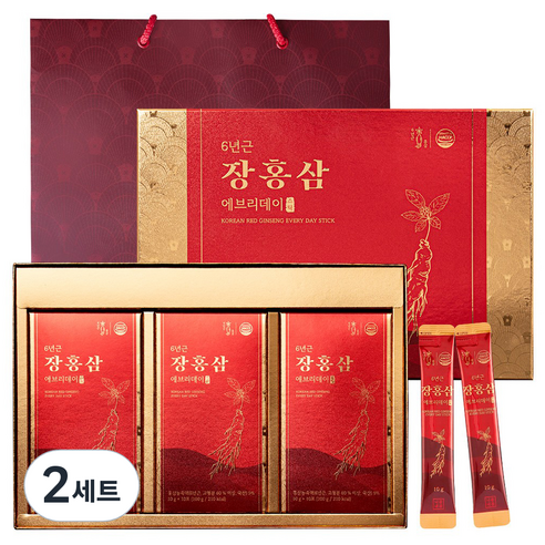 6년근 장홍삼 에브리데이 스틱 30포 선물세트+쇼핑백, 300g, 2세트