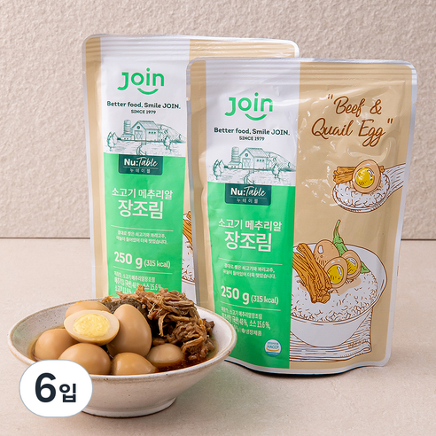 누리웰 소고기메추리알 장조림, 250g, 6입