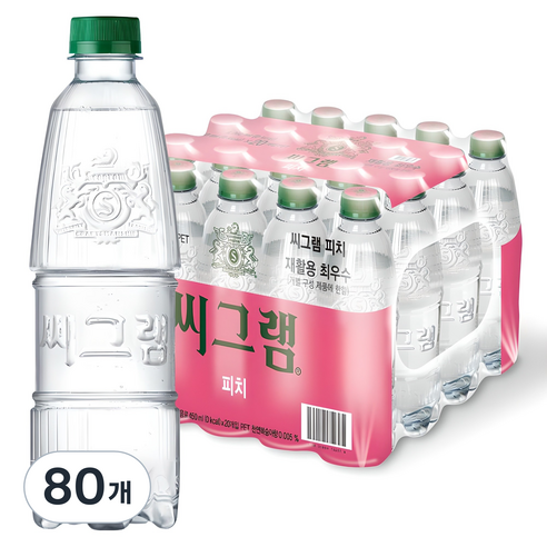 씨그램 피치 무라벨 탄산수, 450ml, 80개