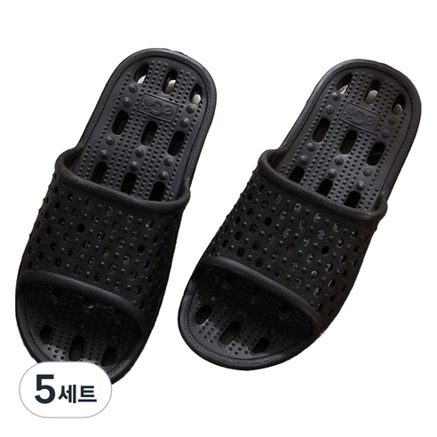 언헤브 실내 지압 슬리퍼 세트 280, 06 블랙, 5세트